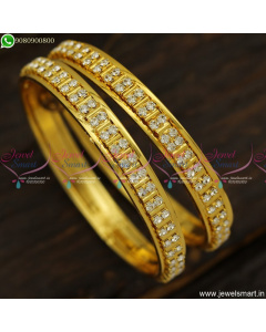 Broad White Stones Indian Baby Bangles Designs Gold Plated Imitation B23721