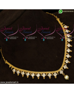 Casual Wear Gold Plated Necklace Square Stones Studded Indian Jewellery Online 
