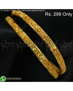 Classic Hollow Design Smooth Gold Plated Bangles Online B25109
