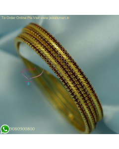 2-Piece Color Stone Bangles with Gold Line - Affordable Party Wear Jewelry Set B26169