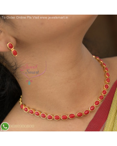 Traditional Coral-Like Gold Plated Necklace Set with Matching Earrings – Multiple Colours NL27136