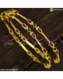 Cute Eye Cut Stones Slim Gold Bangles Design Snazzy Jewellery Shop Online B23984