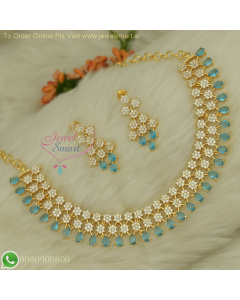 CZ Gold Plated Necklace Set with Screw Lock Earrings – Real Gold Look, Long-Lasting Finish, Adjustable Chain NL26873