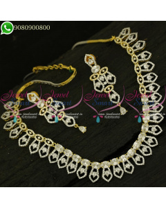 CZ Jewellery Trendy Necklace Set Online India Latest Designs Diamond Finish NL21005