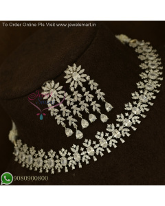 CZ White & Colour Stones Silver Plated Diamond Look Necklace Set NL27142