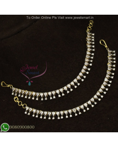 CZ White Sparkling Stones Ear Chains – Bridal Mattal Hair Accessories EC27223