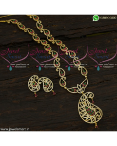 Dazzling Mango Malai Gold Haram Designs Fascinating Long Necklace CZ Fashion Jewellery NL22301