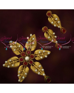 Leaf Model Dazzling Pearl Pendant Set Antique Designer Jewellery Online PS17880A