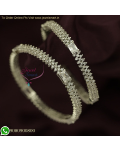 Diamond Bangles Design with CZ Stones | Rhodium Plated | Online Sale B25878