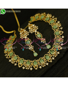 Diamond Finish Color Stones Necklace Set Trendy New Designs Online
