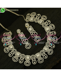 Diamond Jewellery Finish Imitation Necklace Set Party Wear Collections NL20914