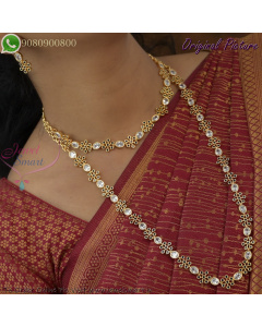 Diamond Look CZ with Colour Stones Long & Short Combo Necklace Set – Gold Plated & Affordable NL29311