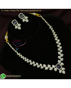 Dazzling Diamond Look CZ Necklace Set - Silver Plated Stone Jewellery Collections at Affordable Prices NL26370