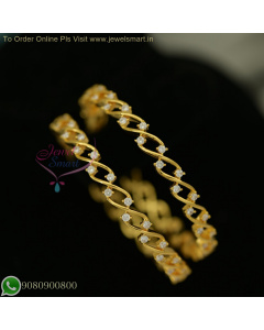Diamond Look CZ Stones Gold Plated Bangles – Twisted Design, Long Lasting Colour Life, Latest Collections B26846