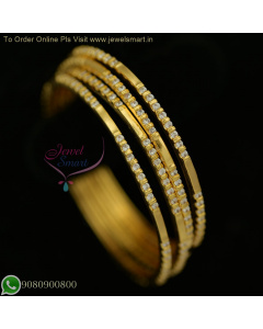 4 Pieces Set Diamond Look CZ Stones Gold Plated Bangles – Thin & Delicate Real Look B26850