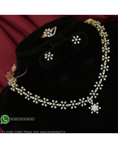 Diamond Look Floral Necklace Set with Matching Earrings and Finger Ring – Elegant Imitation Jewelry NL27351