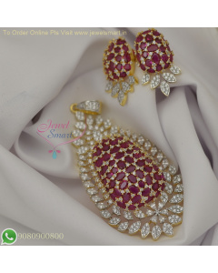 Stunning Diamond Look Pendant & Earrings Set with Sparkling CZ Stones – Colorful Options at Rs. 1999 PS26906
