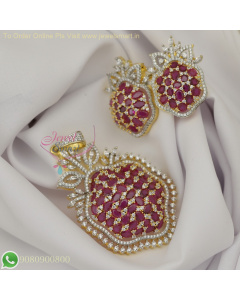 Stunning Diamond Look Pendant & Earrings Set with Sparkling CZ Stones – Colorful Options at Rs. 1999 PS26907