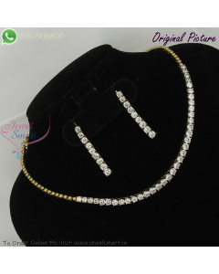Diamond Look CZ Necklace Set | Simple Antique Finish | Affordable Fancy Jewellery NL29380