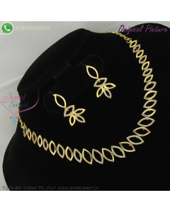 Diamond Look CZ Necklace Set | Simple Gold Finish | Affordable Fancy Jewellery NL29378