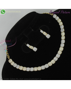 Diamond Look CZ Necklace Set | Simple Gold and Silver Finish | Affordable Fancy Jewellery NL29377