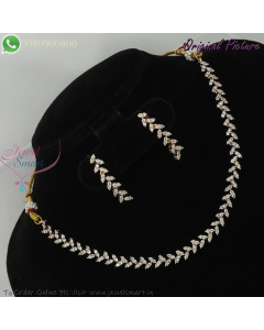 Diamond Look CZ Necklace Set | Simple Rose Gold Finish | Affordable Fancy Jewellery NL29382