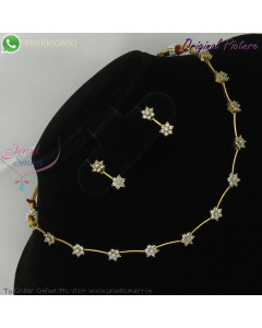 Diamond Look CZ Necklace Set | Simple Antique Finish | Affordable Fancy Jewellery NL29371