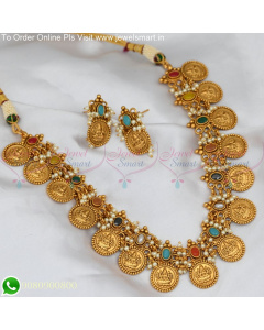 Divine Temple Jewellery Kasumalai Antique Guttapusalu Necklace Set NL25271