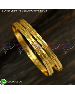 Dotted Spiral Line Smooth Baby Bangles Gold Covering Jewellery Designs B25213
