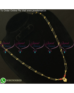 30 Inches Rettai Vadam Black Beads Mangalsutra Chain Designs With Pendant C25624