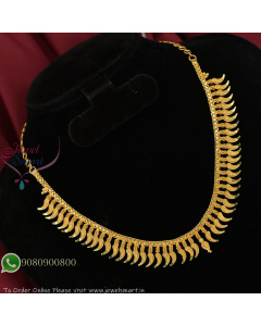Gold Plated Plain Mango Design Traditional Short Necklace for Women NL27379