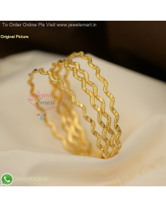 Forming Gold Bangles – 4 Pieces Set | Wave Pattern Design | Party Wear Jewellery B29330