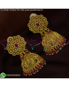 Floral Crystal Jhumka Earrings Trending Artificial Jewellery Collections J25645