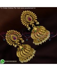 Stylish Antique Gold Jhumka Earrings Trending Artificial Jewellery Designs J25645
