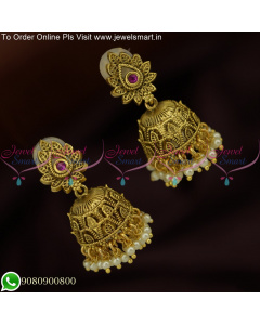 Stay Chic and Adorable with Our Leaf Design Cute Jhumka Earrings - Shop Now J25656
