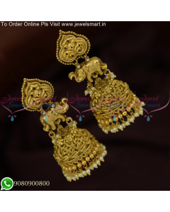 Get the Iconic Bahubaali Look with our Temple Jhumka Earrings - Shop Now J25651