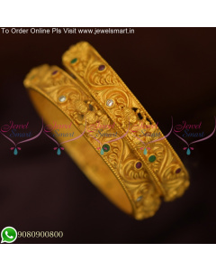  Matte Look Temple Jewellery Gold Bangles Design Shop Online B12726N