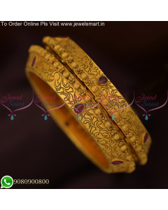 Half Cut Design Designer Antique Jewellery Latest Stylish Bangles Online B17850N