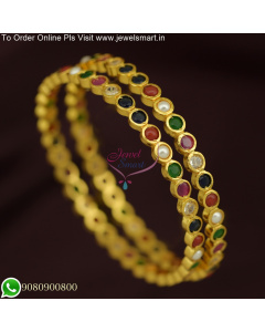 Impon Bangles with White and Navratna Stones - Enhance Your Style with Elegance B25688