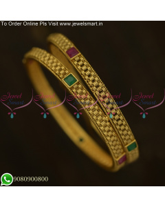 Elevate Your Look with Our Fancy Antique Gold Bangles Design B25699