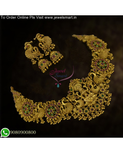 Exquisite Temple-inspired Choker Necklace and Jhumka Earrings Set Available Online NL23295N