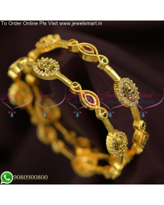 Shop Exquisite Antique Gold Temple Bangles - Embrace Indian Heritage and Tradition B25762