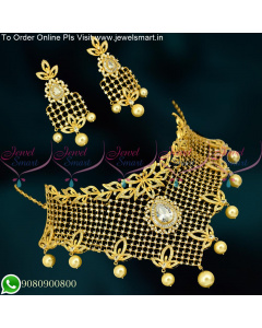 CZ Bridal Choker Necklace V Shape Brilliant White Stones Artificial Jewellery NL25364