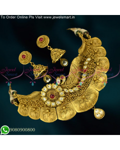 Antique One Gram Gold Original Foil Jadau Kundan Necklace Set NL25368