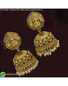 Captivating Antique Gold Temple Jhumka Earrings: Traditional Elegance with a Modern Twist J25804
