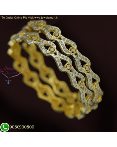 Gold and Silver Two-Tone White CZ Bangles: Diamond Look | Shop Now  B25856