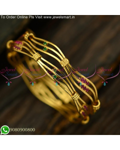 3 Line Neli Bangles Soft as Silk Fancy Gold Bangles Design Kambi Valayal B25463