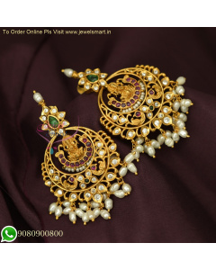 Big Size Temple Layer Stud Earrings Chandbali Style Laxmi God Engraved ER26128