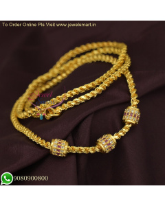 Thali Chain Twisted Mugappu Gold Design Artificial Jewellery Daily Wear