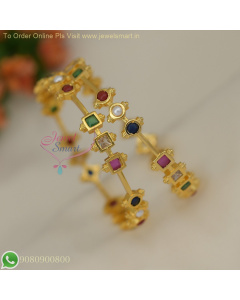 Traditional Navratna Bangles - Gold Plated Multicolor Stones Bangles Online B26969